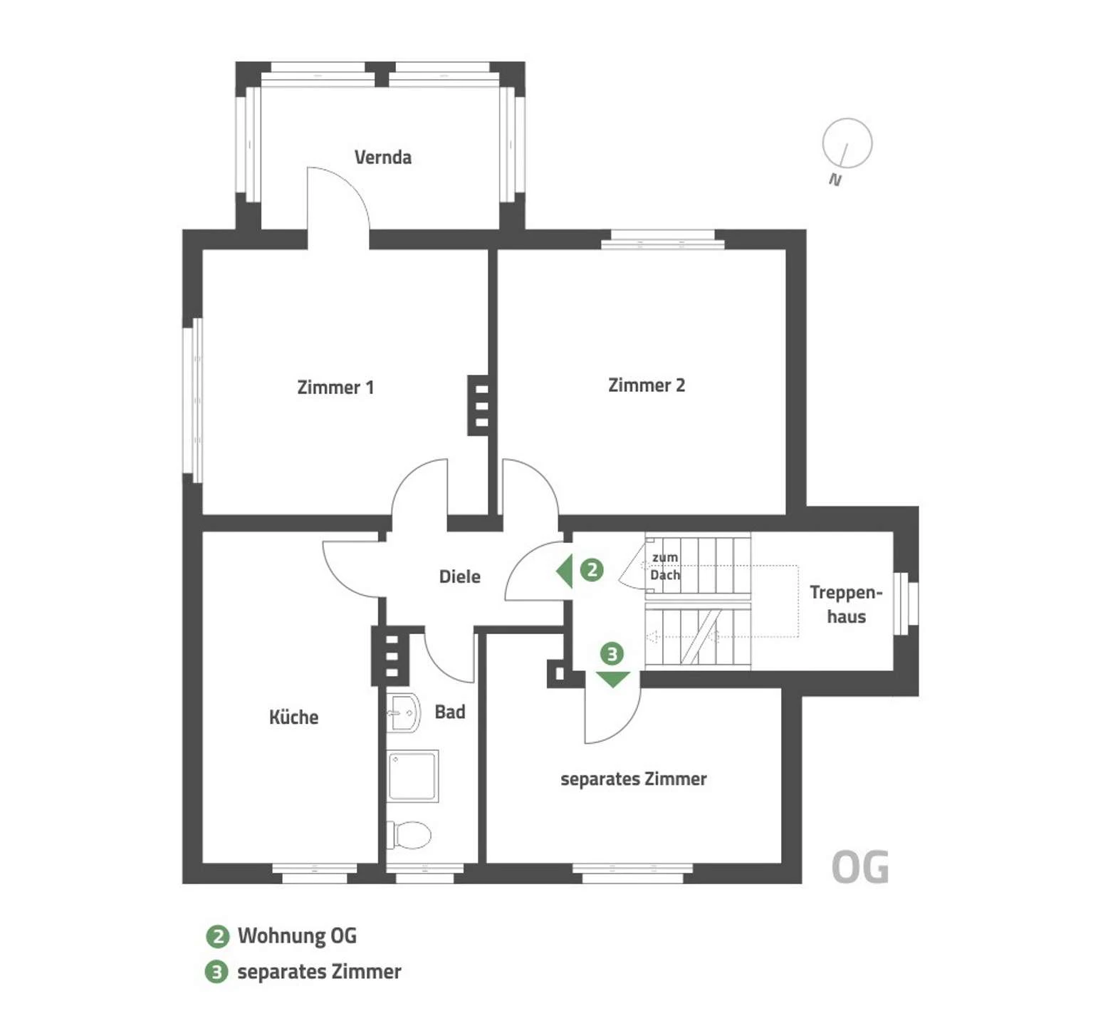 Grundriss Erdgeschoss (OG) / schematisch