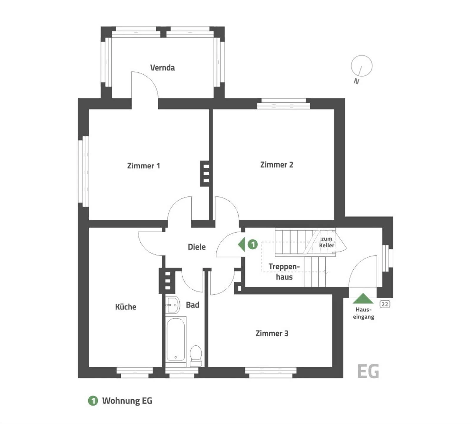 Grundriss Erdgeschoss (EG) / schematisch